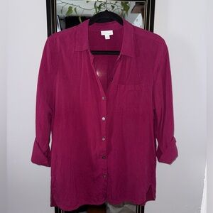 J Jill 100% Burgundy Blouse
